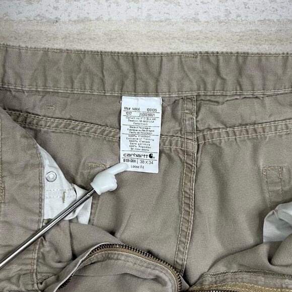Vintage Carhartt Carpenter Pants Tan Canvas Baggy Wide Leg Fit Painters 90s - Picture 4 of 6